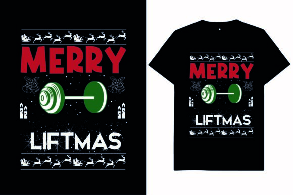 Gym Christmas T-Shirt Design Graphics & Print Templates
